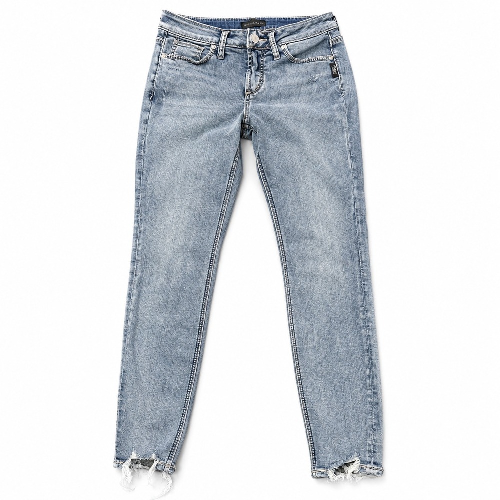 Silver Jeans Suki Skinny Womens W27 L29 Medium Wash Distressed Stretch Denim